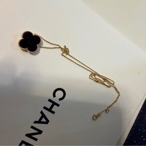 Gold and Black Clover Pendant Necklace